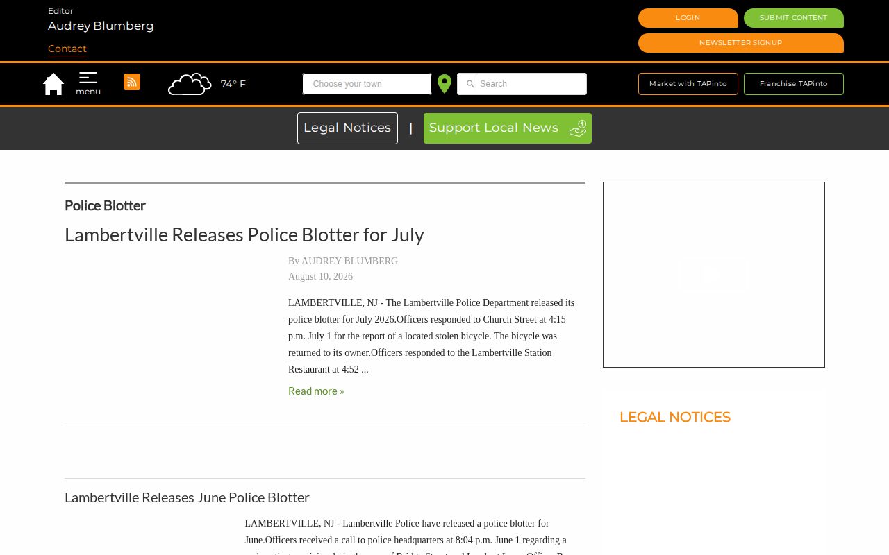 Hunterdon-area police blotter news record source