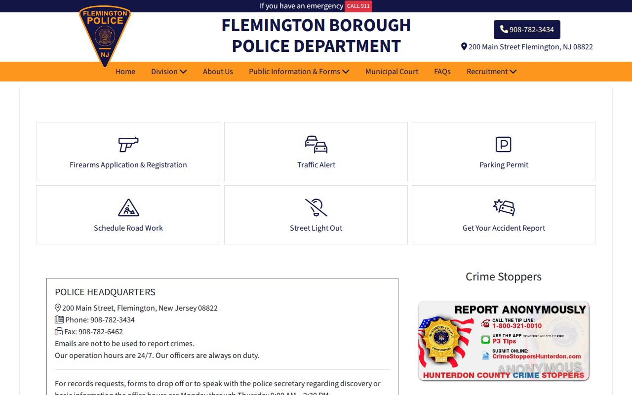 Flemington Borough Police record request source